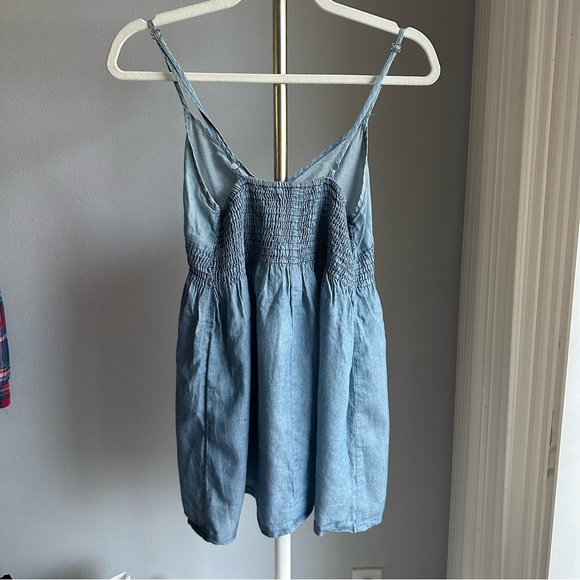 *SOLD* H&M Chambray Denim Baby Doll Smocked Dress in Blue - Picture 4 of 7